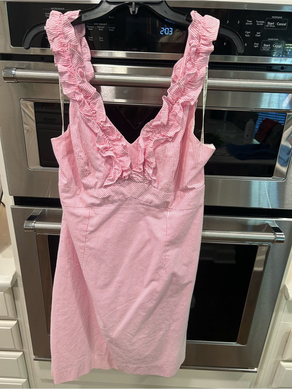 Lilly Pulitzer Pink Ruffle-Trim Seersucker Slip Dress